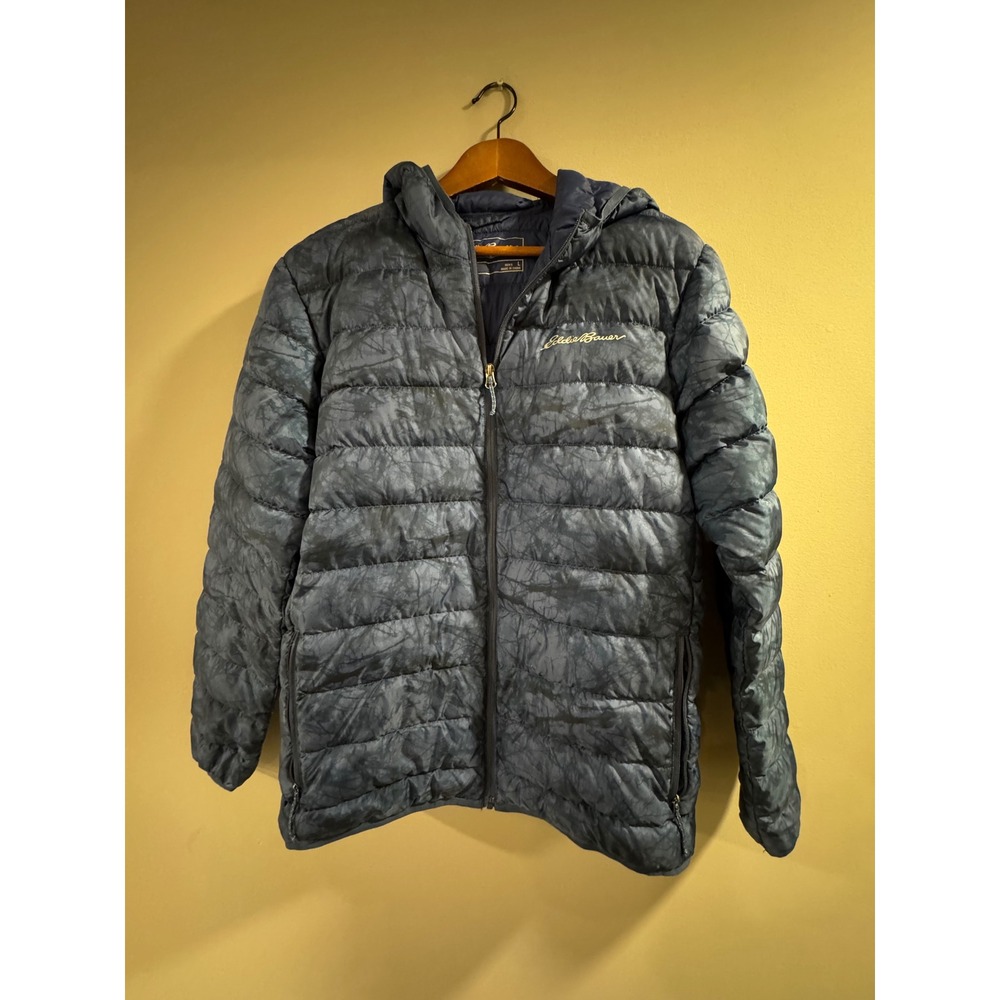 Eddie Bauer Men's Cirrus Down Jacket Size Large Blue Camouflage Mens